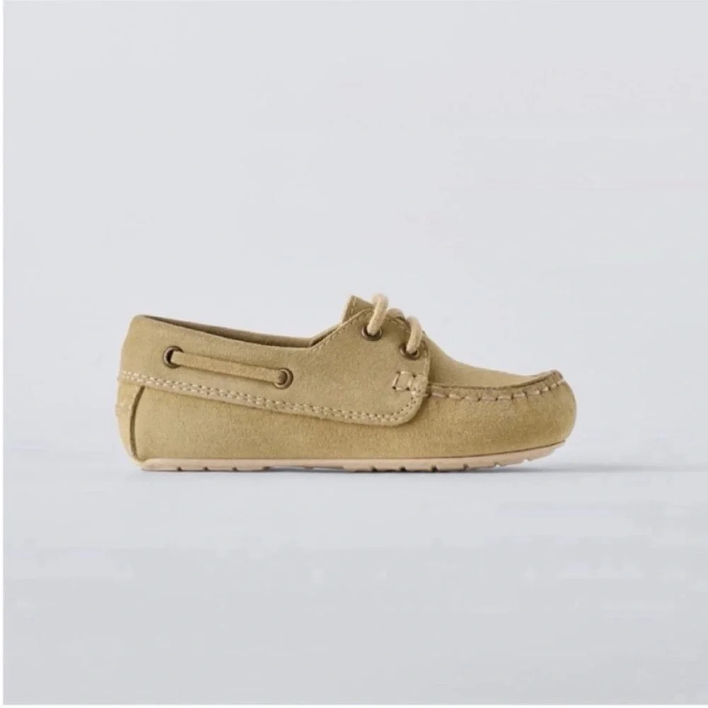 Zara Kids, Sandy Brown, LEATHER LOAFERS, 10½ (6.6 inches